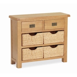 Ascot Rustic Oak Small Sideboard With Baskets - thumbnail 2