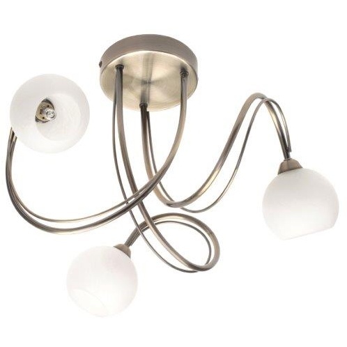 BHS Soni 3 Light Flush Ceiling Light - Antique Brass/Alabaster - image 1
