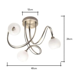 BHS Soni 3 Light Flush Ceiling Light - Antique Brass/Alabaster - thumbnail 2