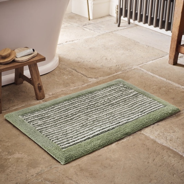 Christy Portobello Stripe Cotton Bath Mat - Sage - image 1
