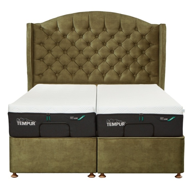 Tempur Suffolk Adjustable Disc Divan Base - Single - 90cm x 200cm - No Drawers - Velvet Olive - image 1