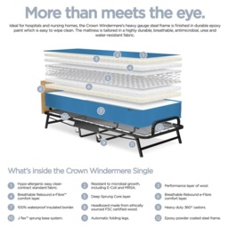 Jay-Be Crown Windermere Folding Bed With Waterproof Deep Sprung Mattress - Single - thumbnail 3