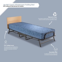 Jay-Be Crown Windermere Folding Bed With Waterproof Deep Sprung Mattress - Single - thumbnail 4