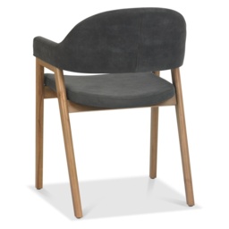 Brandon Rustic Oak Upholstered Arm Chair Pair - Dark Grey Fabric - thumbnail 5