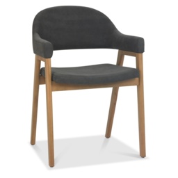 Brandon Rustic Oak Upholstered Arm Chair Pair - Dark Grey Fabric - thumbnail 4
