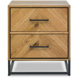 Vaughan Chevron Oak 2 Drawer Nightstand - thumbnail 3