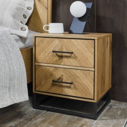 Vaughan Chevron Oak 2 Drawer Nightstand - thumbnail 1