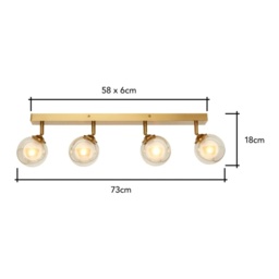 BHS Vanity 4 Light Spotlight Bar - Satin Brass - thumbnail 4