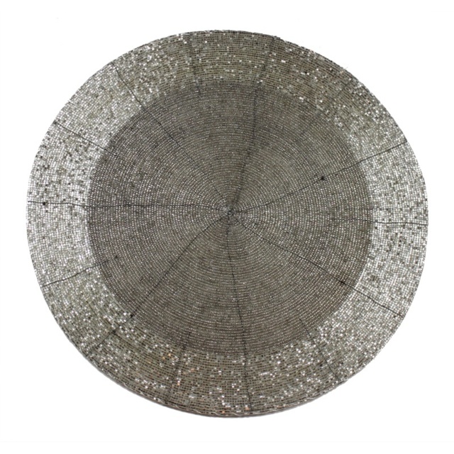Peggy Wilkins Bliss Beaded Placemat - Silver - image 1