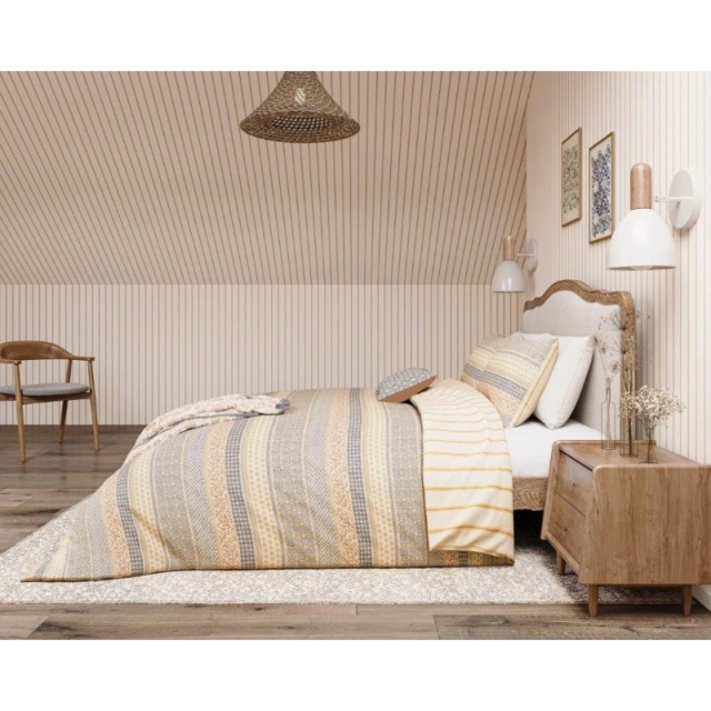 Helena Springfield Folk Stripe Duvet Set - Graphite/Copper - Single - image 1