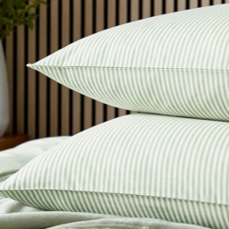Helena Springfield Calico and Chalk Twill Stripe Duvet Set - Green - Super King - thumbnail 3