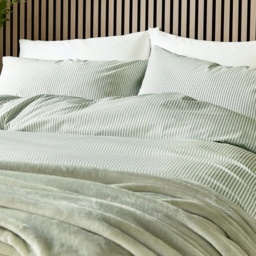 Helena Springfield Calico and Chalk Twill Stripe Duvet Set - Green - Super King - thumbnail 2