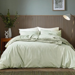 Helena Springfield Calico and Chalk Twill Stripe Duvet Set - Green - Super King - thumbnail 1