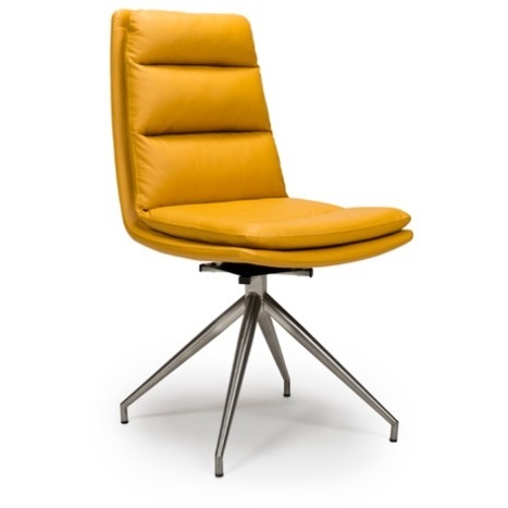 Nevada Swivel Dining Chair Stainless Steel Frame Ochre Seat - image 1
