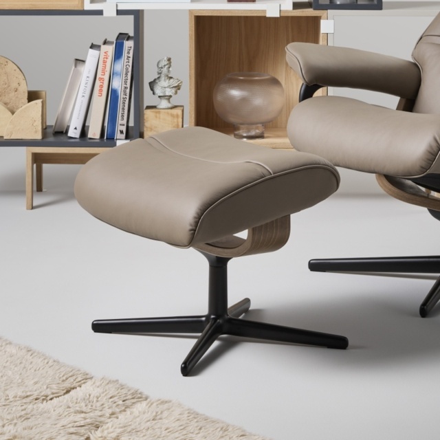 Stressless Philip Footstool With Cross Base - Batick Leather - image 1