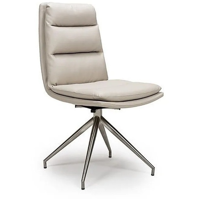 Nevada Swivel Dining Chair Stainless Steel Frame Taupe Seat - image 1