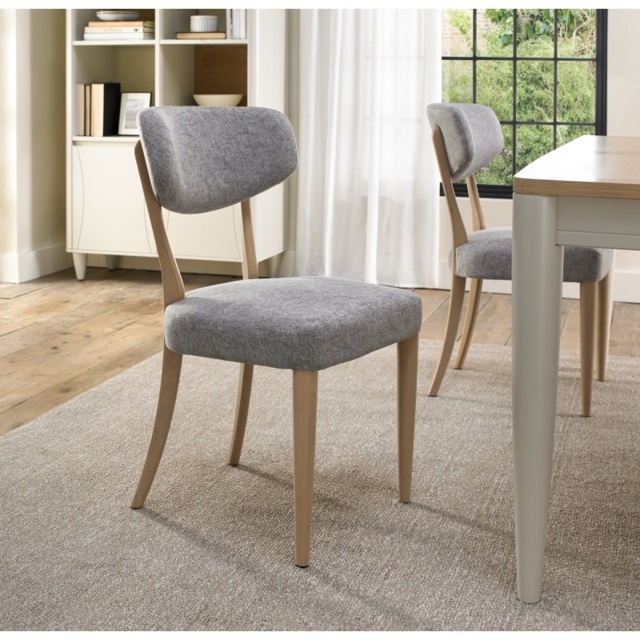 Delta Scandi Oak Upholstered Back Dining Chair - Grey Lotus Fabric Pair - image 1