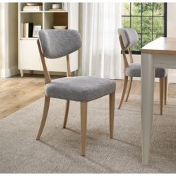 Delta Scandi Oak Upholstered Back Dining Chair - Grey Lotus Fabric Pair - thumbnail 1
