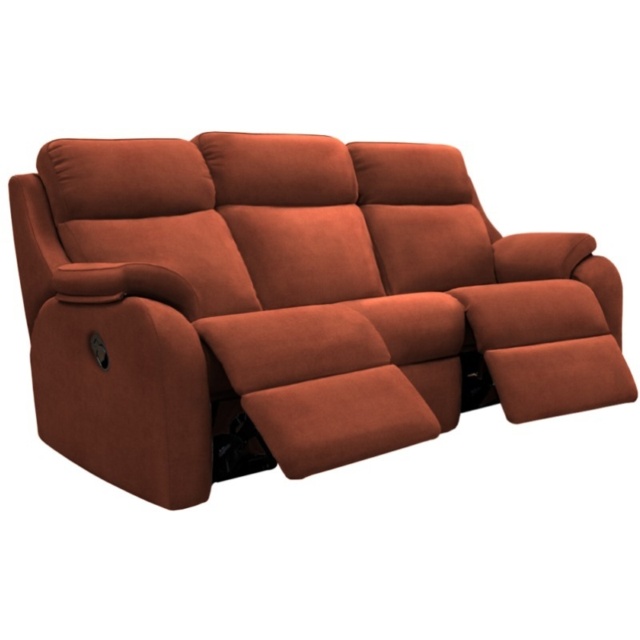 G Plan Kingsbury 3 Seater Curved Recliner Sofa - Leather Grade P - Double Electric with Headrest and Lumbar - image 1