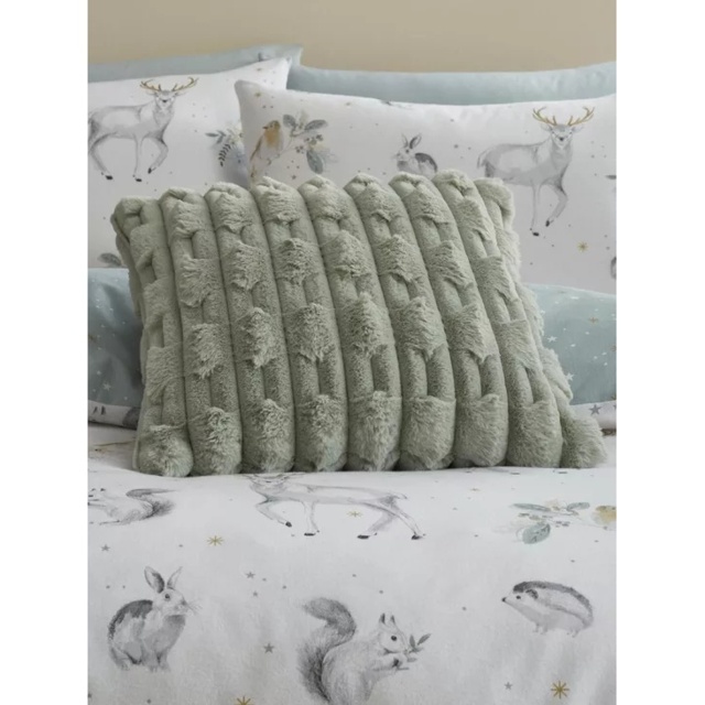 Bianca Carved Faux Fur Filled Cushion 50cm - Sage - image 1