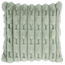 Bianca Carved Faux Fur Filled Cushion 50cm - Sage - thumbnail 4