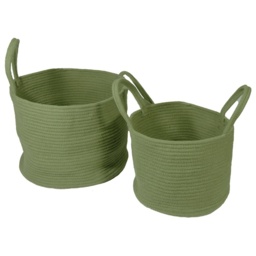 Esselle Beckton Set Of 2 100 Cotton Baskets - Olive - thumbnail 2