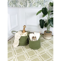 Esselle Beckton Set Of 2 100 Cotton Baskets - Olive - thumbnail 1