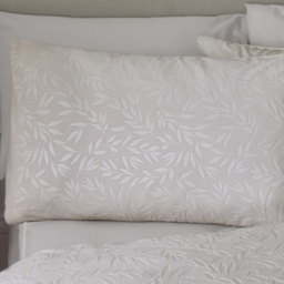 Catherine Lansfield Corded Leaves Duvet Set - Champagne - Super King - thumbnail 2