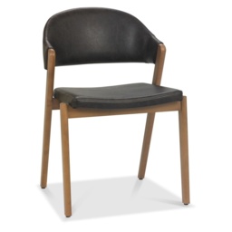 Brandon Rustic Oak Upholstered Chair Pair - Old West Vintage Bonded Leather - thumbnail 4