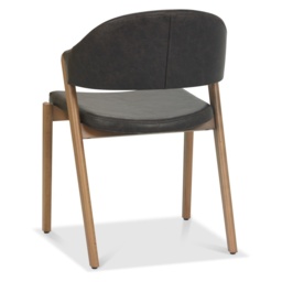 Brandon Rustic Oak Upholstered Chair Pair - Old West Vintage Bonded Leather - thumbnail 5