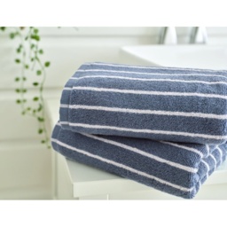Deyongs Malmo Stripe Towel - Blue/White - Bath Towel - thumbnail 2