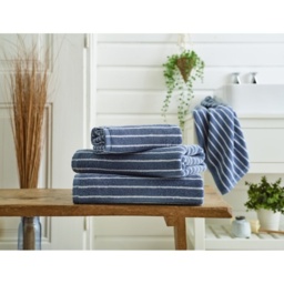 Deyongs Malmo Stripe Towel - Blue/White - Bath Towel - thumbnail 1