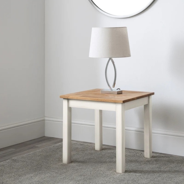 Julian Bowen Coxmoor Square Lamp Table - Ivory and Oak - image 1