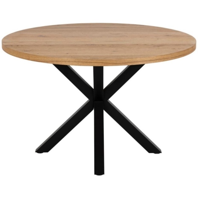Heaven 120cm Round Dining Table - Oak Veneer With Matt Black Base - image 1