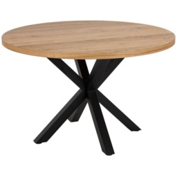 Heaven 120cm Round Dining Table - Oak Veneer With Matt Black Base - thumbnail 2