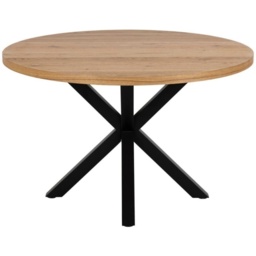 Heaven 120cm Round Dining Table - Oak Veneer With Matt Black Base - thumbnail 1