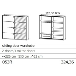 Stuttgart Soft Grey/Alpine White 226cm Wide Sliding Door Wardrobe - thumbnail 2