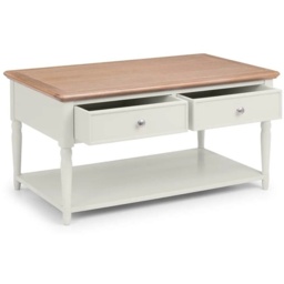 Julian Bowen Provence Rectangular 2 Drawer Coffee Table - Grey/Limed Oak - thumbnail 2