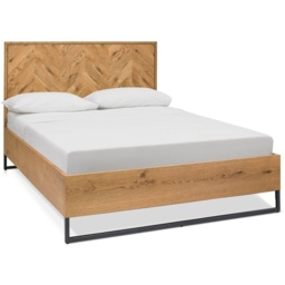 Vaughan Chevron Oak Panel Bed Frame - Double - thumbnail 3