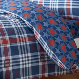 Catherine Lansfield Stars and Check Duvet Set - Blue and Red - Double - thumbnail 2