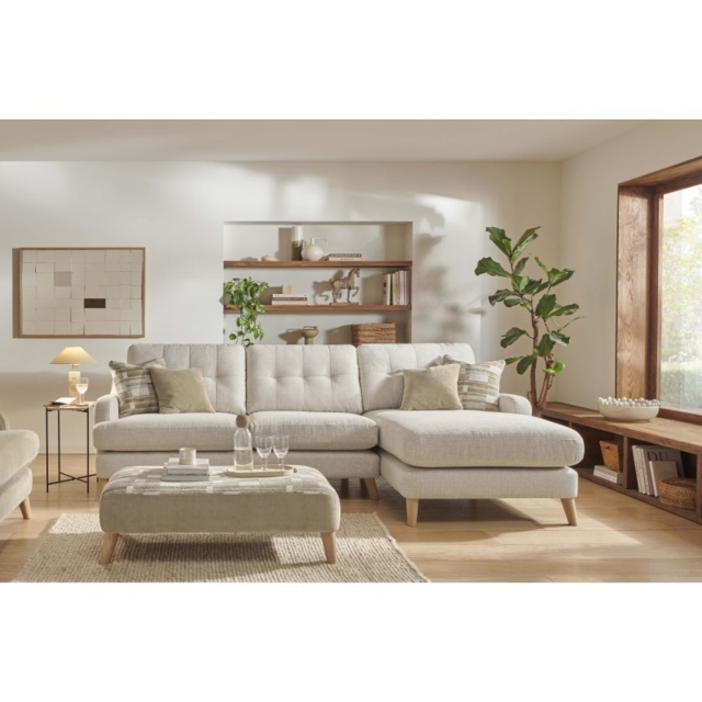 Reya Medium 3 Seater Chaise Sofa in Fabric - RHF - Fabric Grade B - image 1