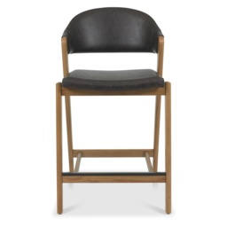 Brandon Rustic Oak Upholstered Bar Stool - Old West Vintage - thumbnail 3