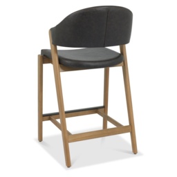 Brandon Rustic Oak Upholstered Bar Stool - Old West Vintage - thumbnail 4