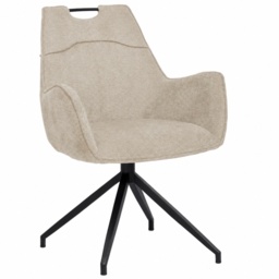 Agatha Upholstered Swivel Dining Armchair - Natural - Natural