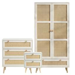Wovena Rattan 3 Piece Bedroom Furniture Set White - thumbnail 1