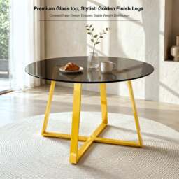 Kyvon Tinted Glass Round Dining Table Set with 4 Chairs - thumbnail 2