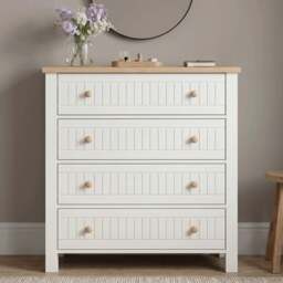 Linra White Painted 4 Chest of Drawers - Bedroom Drawers - thumbnail 2