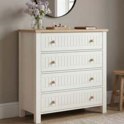 Linra White Painted 4 Chest of Drawers - Bedroom Drawers - thumbnail 1