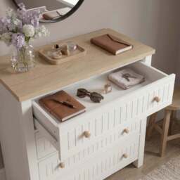 Linra White Painted 4 Chest of Drawers - Bedroom Drawers - thumbnail 5