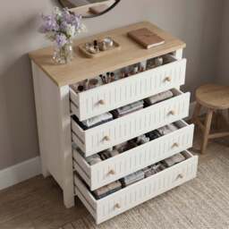 Linra White Painted 4 Chest of Drawers - Bedroom Drawers - thumbnail 3